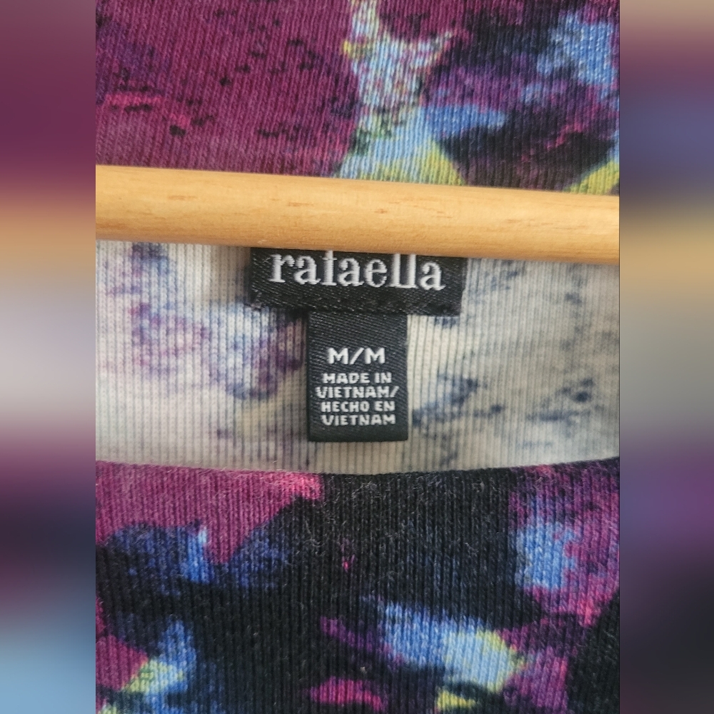 Rafaella Floral Watercolor Top, Women's M, Jewel Tones Blue, Green & Purple - Picture 4 of 9